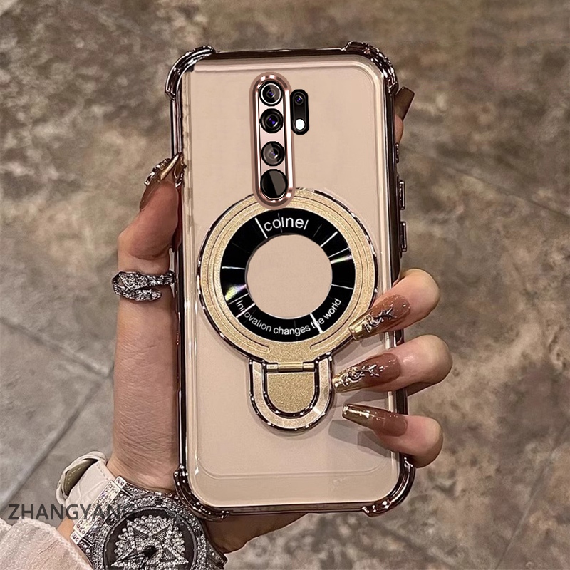 Ốp điện thoại TPU mềm mạ điện cho OPPO A5 2020/A9 2020, chống rơi 4 góc, kèm giá đỡ