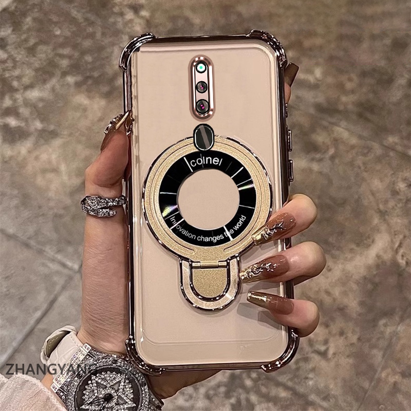 Ốp OPPO F11 mạ điện, TPU mềm, chống rơi bốn góc, có giá đỡ, thiết kế thẩm mỹ
