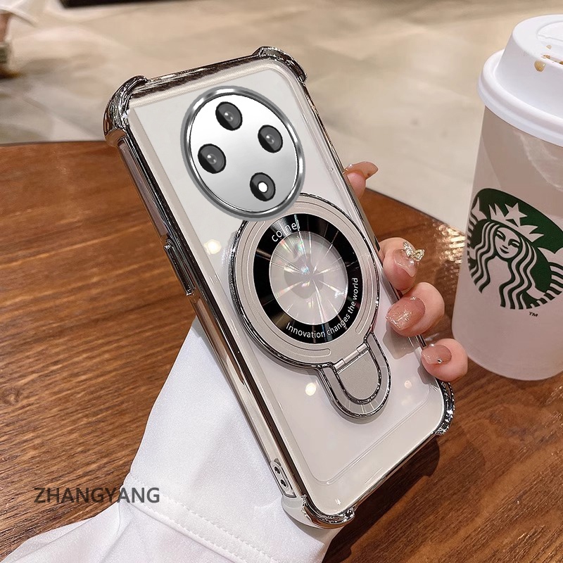 Ốp OPPO reno 12F 5G mạ điện TPU mềm, chống rơi bốn góc, kèm giá đỡ điện thoại