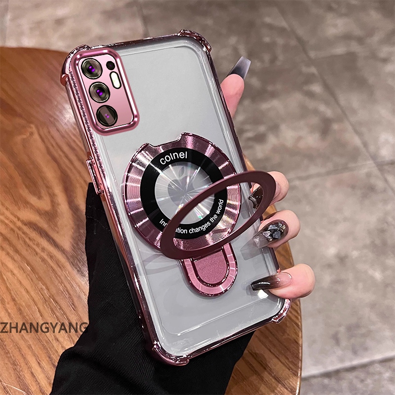 Ốp lưng OPPO Reno 6 5G mạ điện, thiết kế thẩm mỹ, chống rơi bốn góc, TPU mềm kèm giá đỡ điện thoại