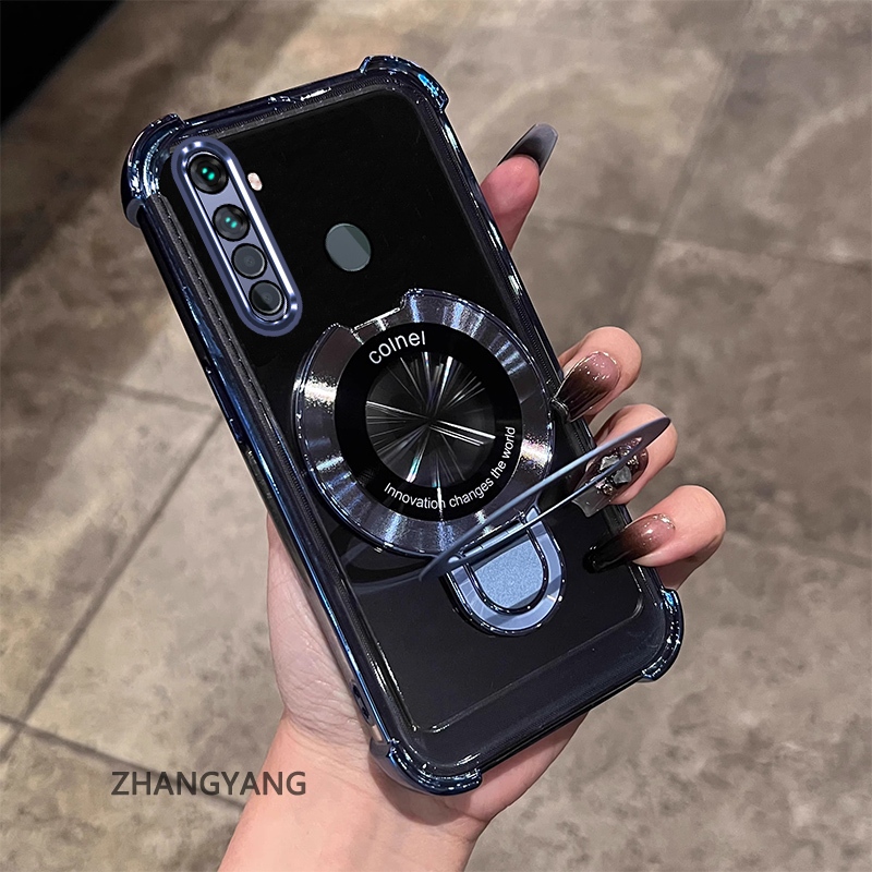 Ốp Lưng TPU Mạ Điện Cho Realme 5 5i 5s 6i C3, Chống Rơi 4 Góc, Có Giá Đỡ, Thiết Kế Mới