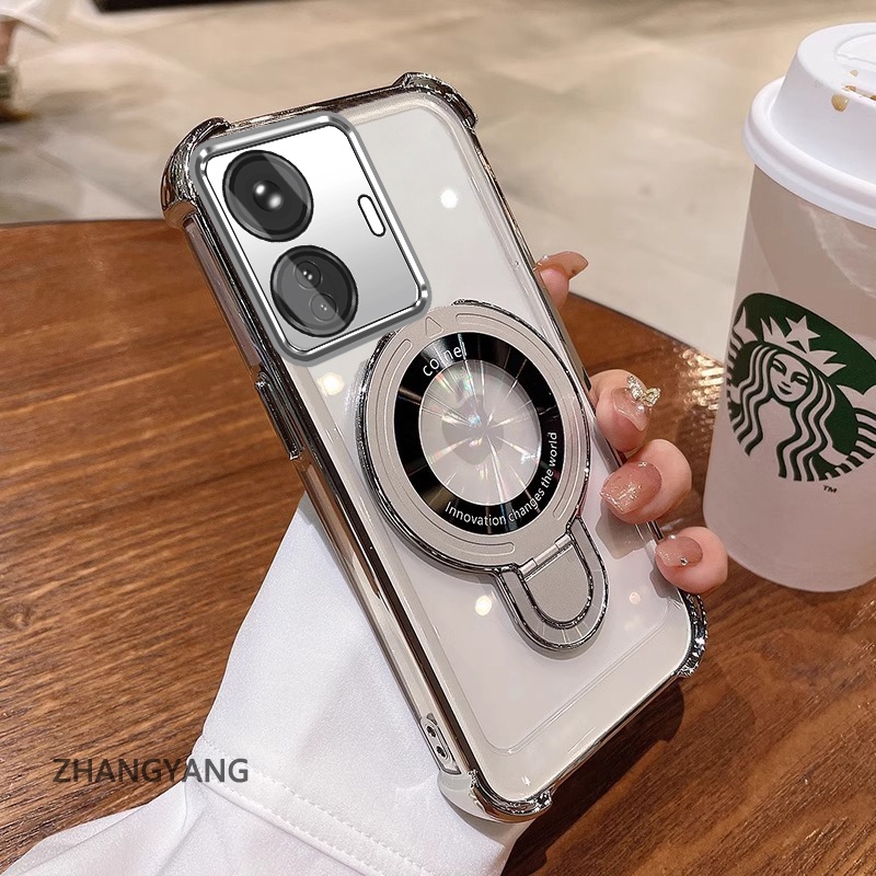 Ốp Điện Thoại Cho Realme C55 Thẩm Mỹ Thiết Kế Mới Vỏ Điện Thoại Mạ Điện Có Chức Năng Chống Rơi Bốn Góc Vỏ Mềm TPU Có Giá Đỡ Điện Thoại