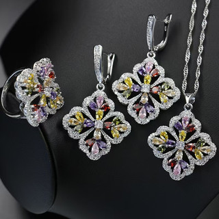 Châu Âu Mỹ ins Phong Cách Mới Cỏ Ba Lá Zircon Bộ Trang Sức Nữ