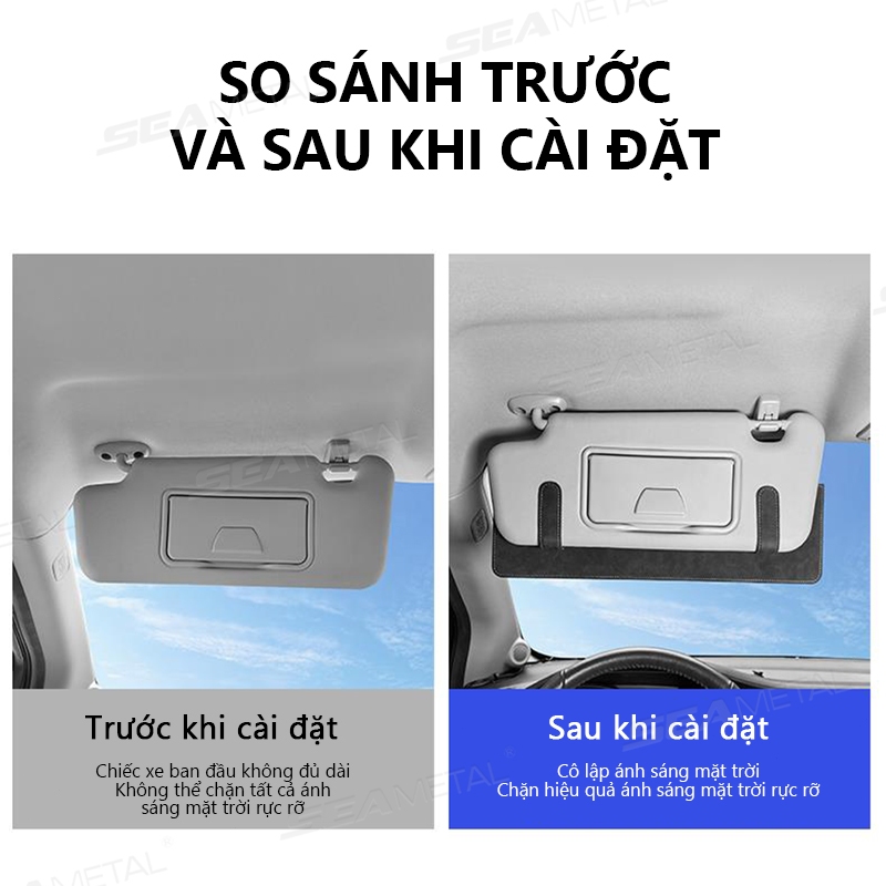SEAMETAL Có Thể Điều Chỉnh Tấm Che Nắng Ô Tô Mở Rộng Lắp Đặt Nhanh Chất Liệu Da Lộn Chống Nắng Kèm Thích Hợp Cho Trải Nghiệm Lái Xe An Toàn