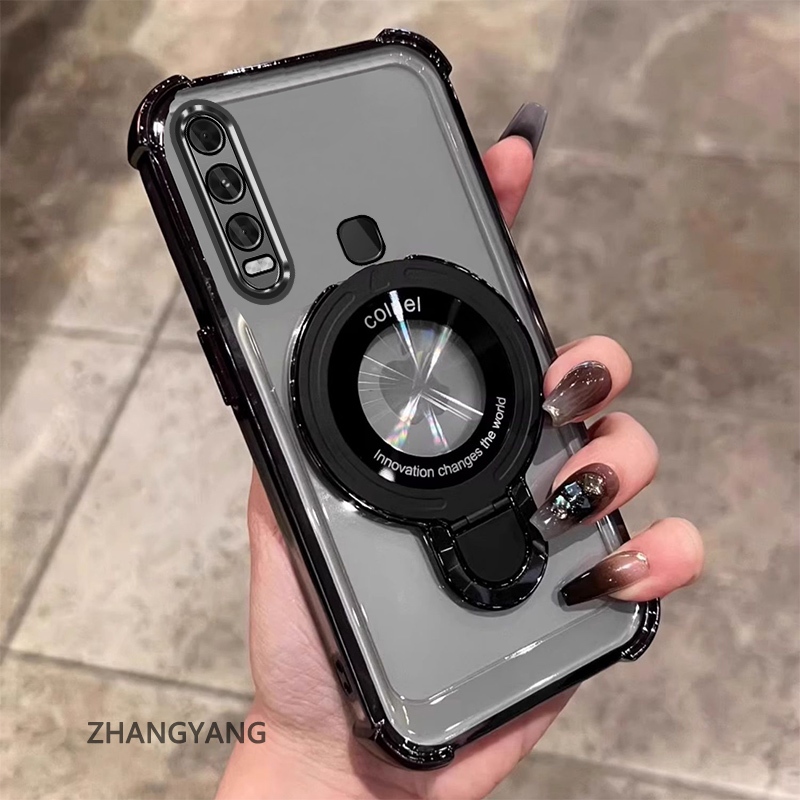 Ốp lưng vivo y11 y12 y15 y17 y19 mạ điện, TPU mềm chống rơi bốn góc, có giá đỡ