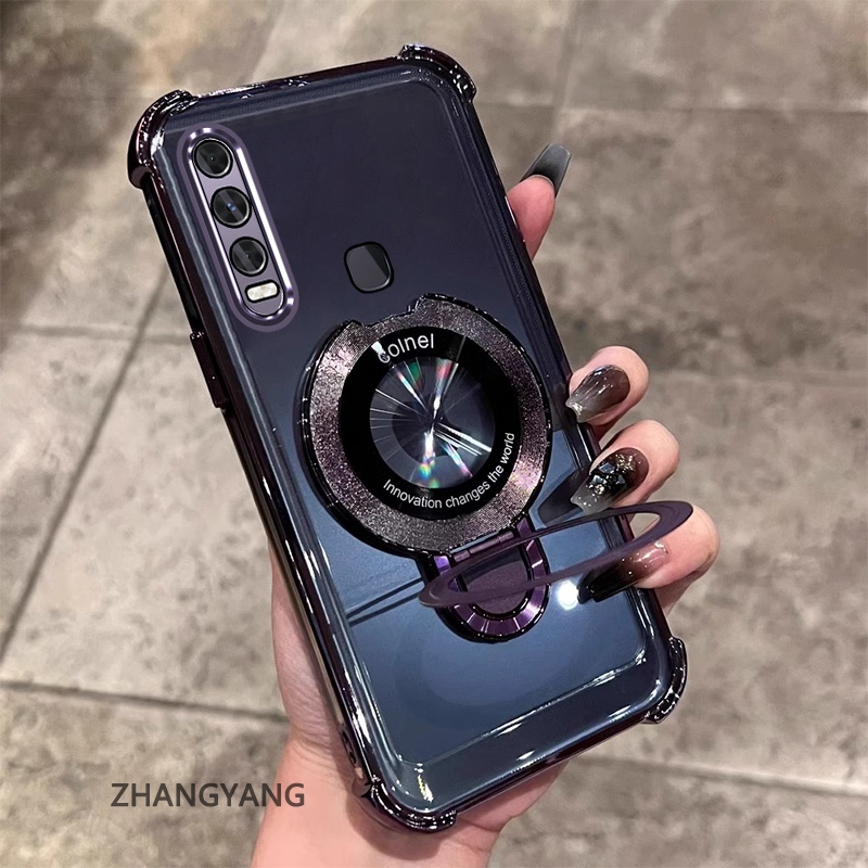 Ốp lưng vivo y11 y12 y15 y17 y19 mạ điện, TPU mềm chống rơi bốn góc, có giá đỡ