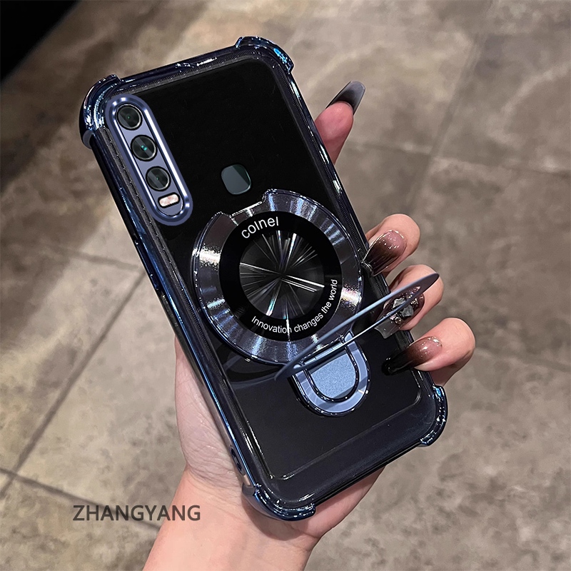 Ốp lưng vivo y11 y12 y15 y17 y19 mạ điện, TPU mềm chống rơi bốn góc, có giá đỡ