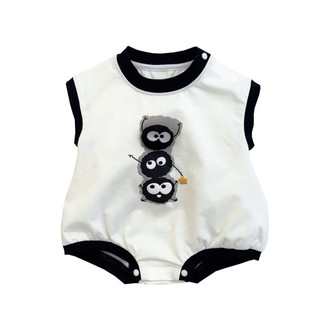 Spirited Away Baby Cotton Hoạt hình dễ thương Bóng than Elf dáng rộng vừa vặn áo liền quần mùa hè mềm mại và thoải mái (0-24 tháng)