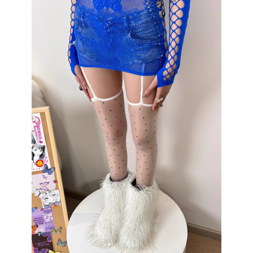 Có bạn desgin
 Aurora Polka Ren Oily Sling Chấm Bi Vớ Nhiều Màu Sắc Tinh Khiết Desire Phong Cách Gợi Cảm Hot Girl Quần