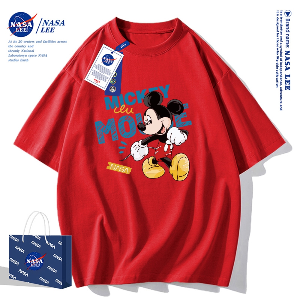 🔥Hàng có sẵn🔥Áo thun cổ tròn Mickey Mouse x NASA 2025, 100% cotton, form rộng, phong cách cổ điển Mỹ