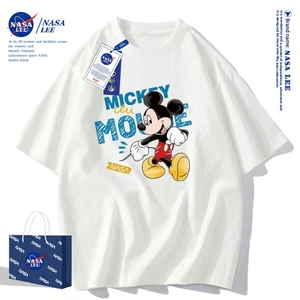 🔥Hàng có sẵn🔥Áo thun cổ tròn Mickey Mouse x NASA 2025, 100% cotton, form rộng, phong cách cổ điển Mỹ