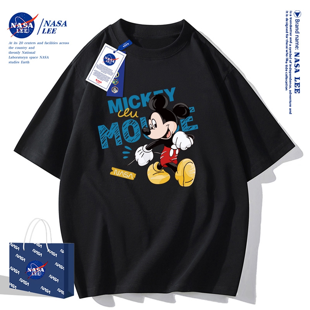 🔥Hàng có sẵn🔥Áo thun cổ tròn Mickey Mouse x NASA 2025, 100% cotton, form rộng, phong cách cổ điển Mỹ