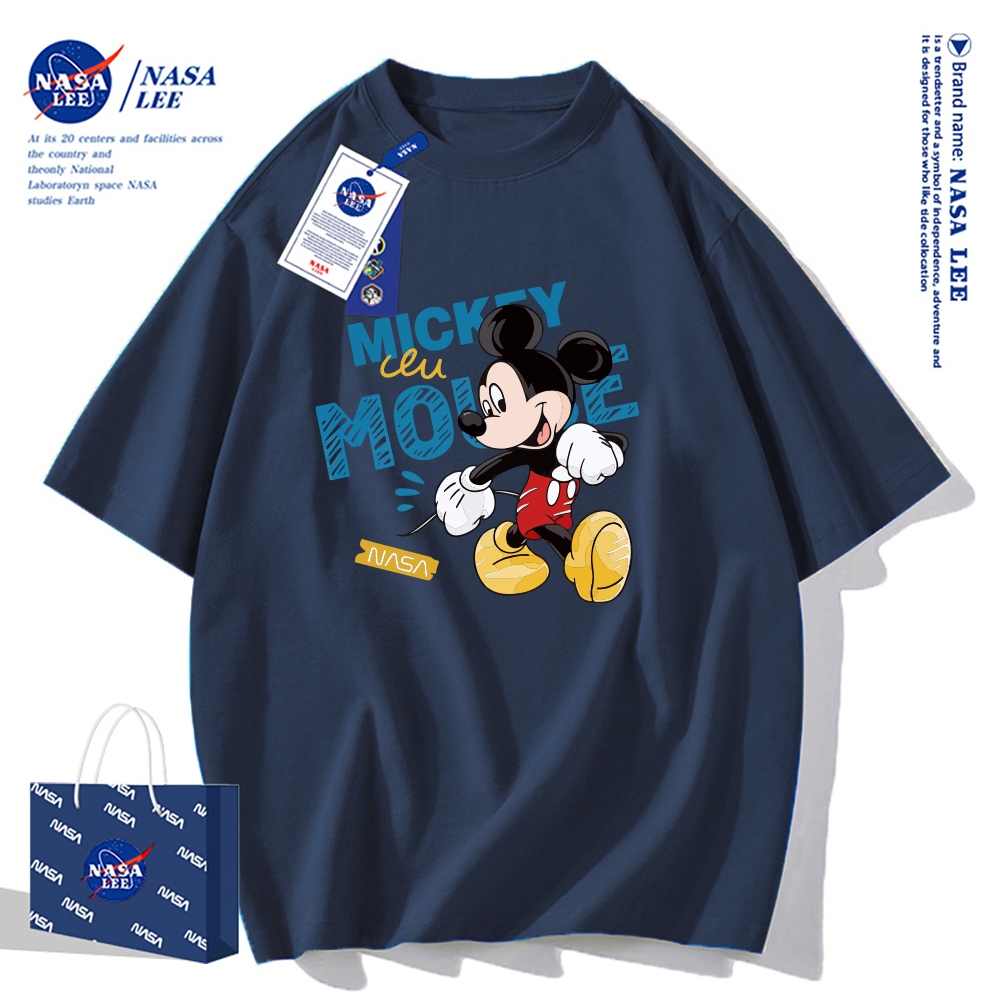🔥Hàng có sẵn🔥Áo thun cổ tròn Mickey Mouse x NASA 2025, 100% cotton, form rộng, phong cách cổ điển Mỹ