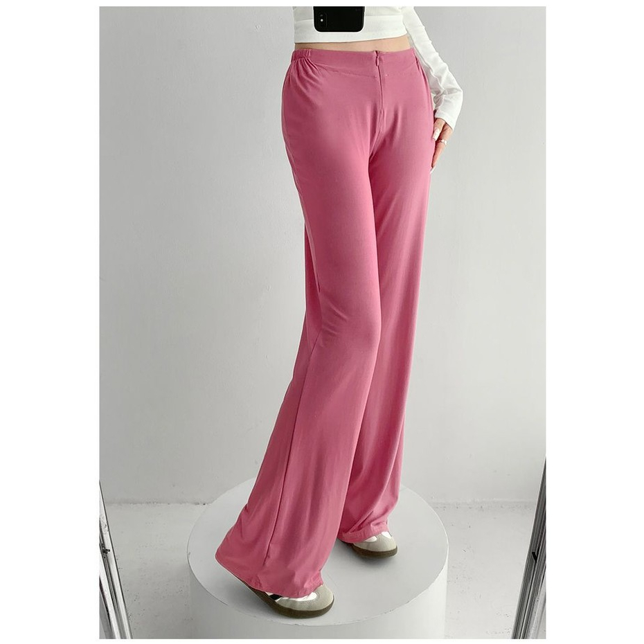 Milyfashion Thoải Mái Gợi Cảm Thấp Eo Drape Mềm Mại Sáp Thẳng Sàn Lau Quần Slim-Fit Nhà Quần Tập Yoga Thường Ngày Nữ