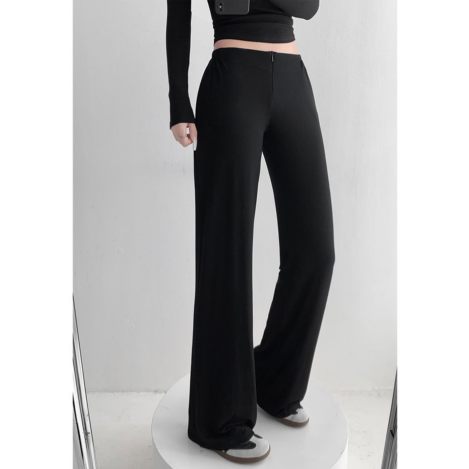 Milyfashion Thoải Mái Gợi Cảm Thấp Eo Drape Mềm Mại Sáp Thẳng Sàn Lau Quần Slim-Fit Nhà Quần Tập Yoga Thường Ngày Nữ