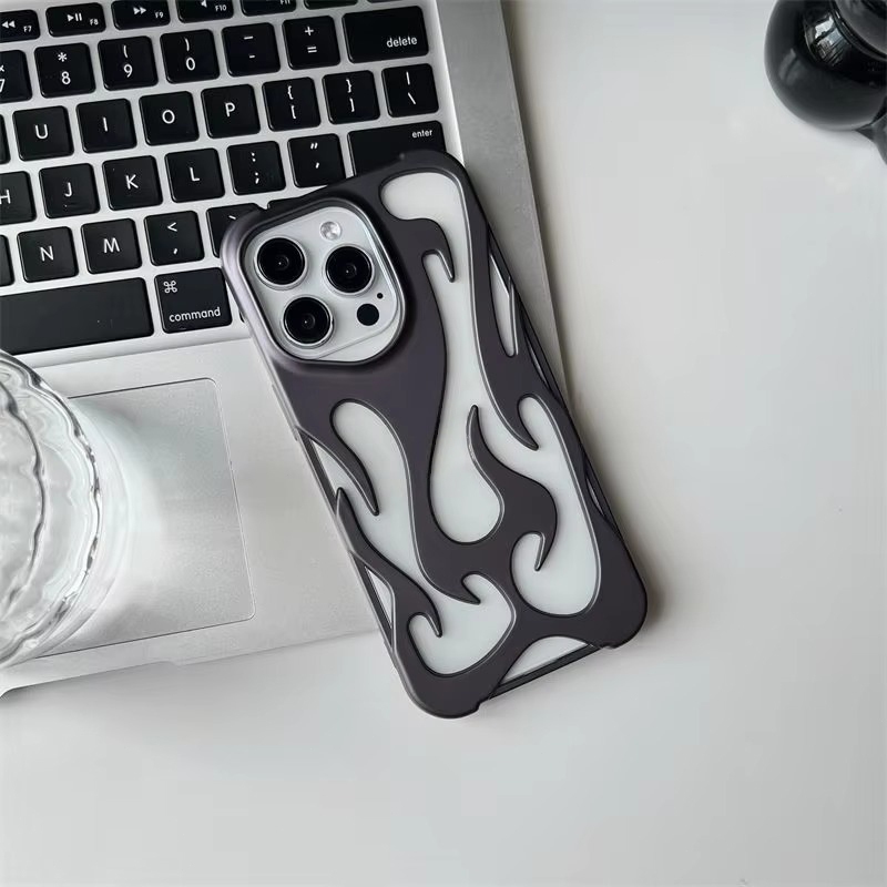 Ốp điện thoại mỏng rỗng họa tiết ngọn lửa 3D mới cho iPhone 17 16 15 14 13 12 11 Pro Max 15 14 16 Plus Vỏ mềm bảo vệ chống sốc