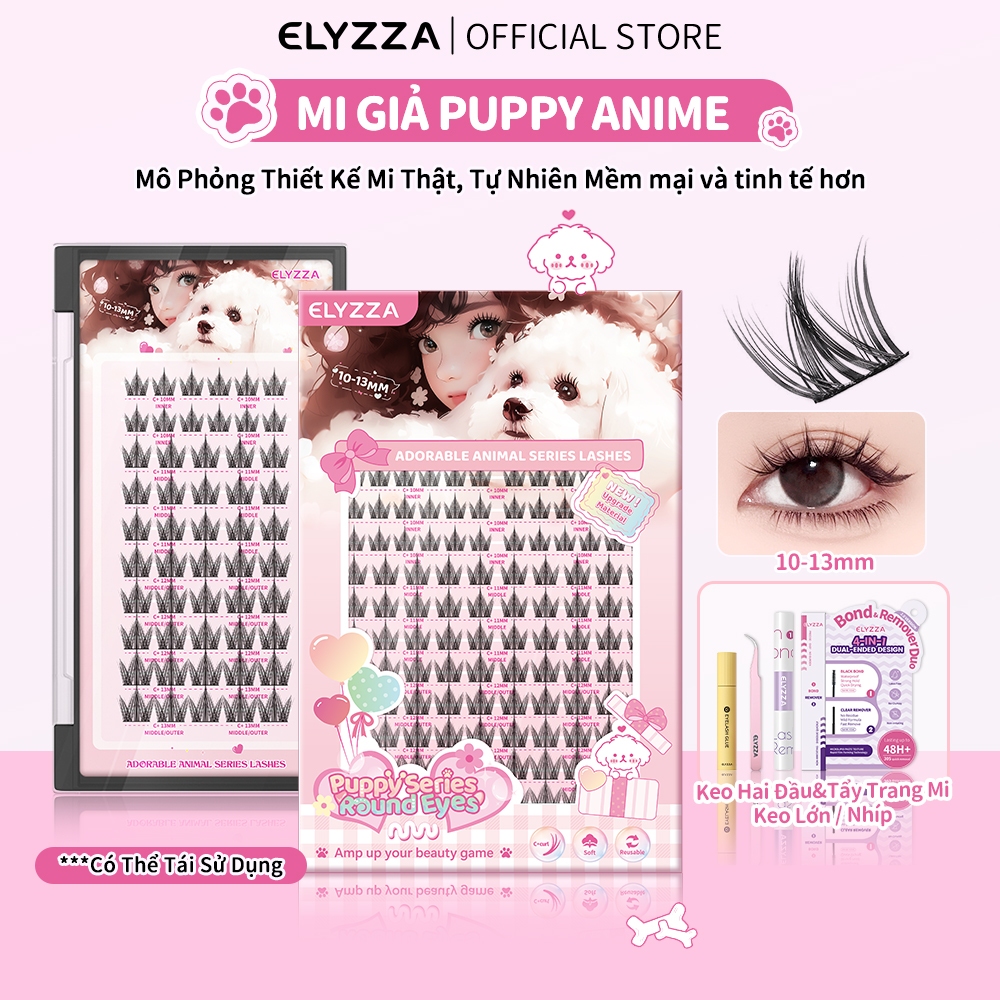 Mi Giả Anime Puppy ELYZZA (10-13mm) Kiểu Mắt Tròn, C+ Cong, Dễ Dán, Nối ...