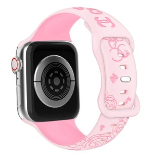 Dây đeo khắc hai màu hình bướm hoa cho Apple Watch Ultra 46 / 44 / 40 / 49 / 45 / 41 / 42 / 38 / 45mm iwatch Series Ultra / 10 / 9 / 8 / 7 / 6 / 5 / 4 / 3 / 2 / 1 / SE