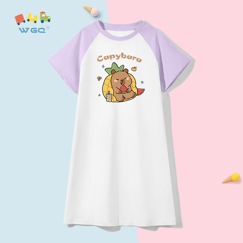 [Giảm 50% ] W.G.Q Váy ngủ bé gái cotton 100% mỏng nhẹ - Váy ngủ thấm hút mồ hôi, không gây kích ứng