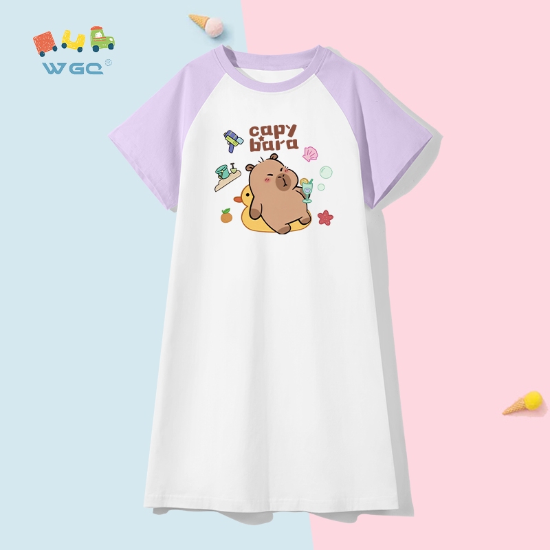 [Giảm 50% ] W.G.Q Váy ngủ bé gái cotton 100% mỏng nhẹ - Váy ngủ thấm hút mồ hôi, không gây kích ứng
