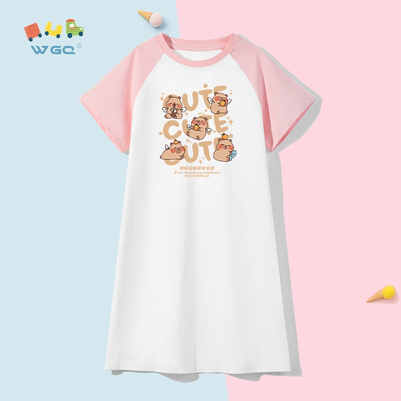 [Giảm 50% ] W.G.Q Váy ngủ bé gái cotton 100% mỏng nhẹ - Váy ngủ thấm hút mồ hôi, không gây kích ứng