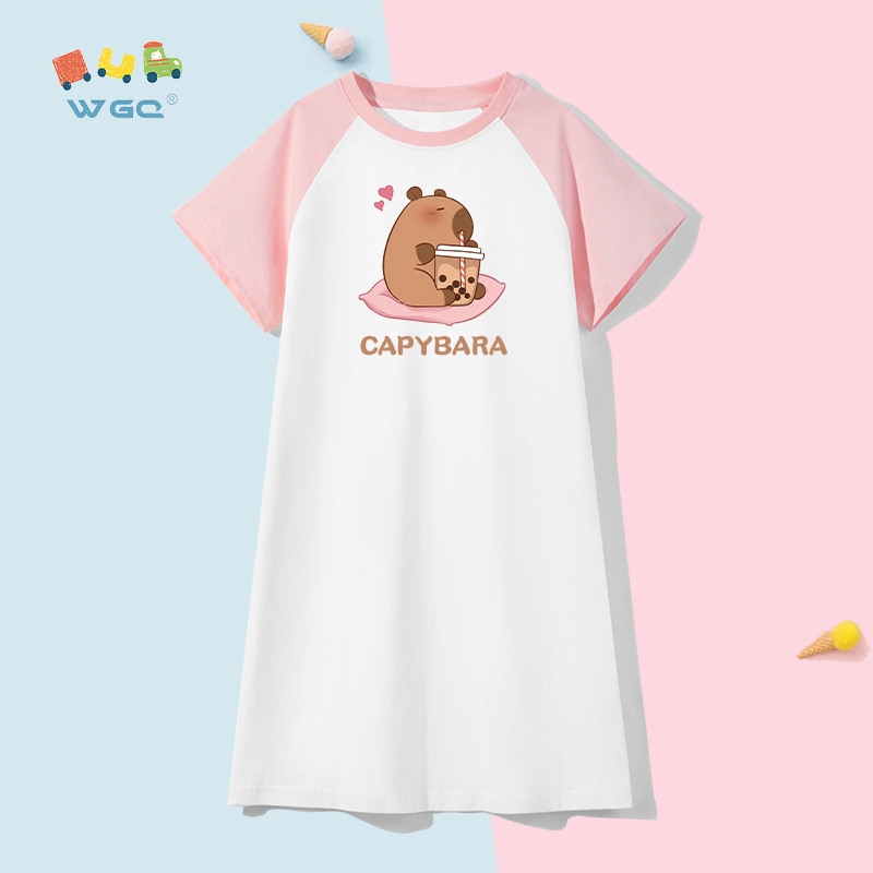 [Giảm 50% ] W.G.Q Váy ngủ bé gái cotton 100% mỏng nhẹ - Váy ngủ thấm hút mồ hôi, không gây kích ứng