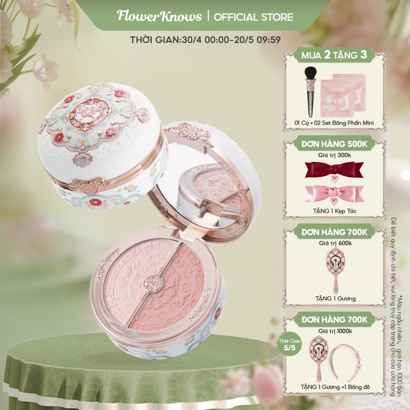 Ảnh Flower Knows Butterfly Cloud Collar Collection Hộp Phấn 2 Màu Phấn Highlight và Phấn Má Hồng 6g 1
