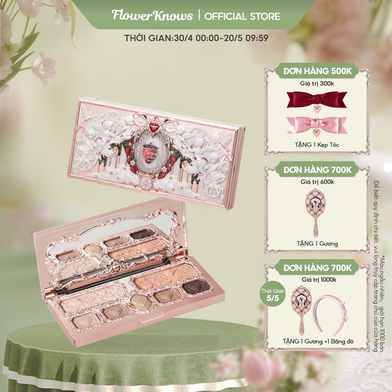 Ảnh Bộ sưu tập Flower Knows Strawberry Cupid Bảng màu mặt đa năng Bảng Phấn Mắt 14g 1