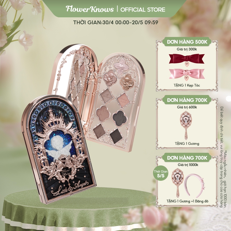 Ảnh Bảng phấn mắt Flower Knows hình thiên thần nhỏ phối hoa xinh xắn 10.5g 1