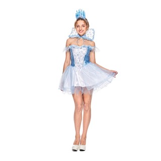 Phụ nữ Snow Queen trang phục Người lớn Halloween Party quyến rũ tuyết công chúa Elsa Cosplay váy với vương miện và Cape Đầm dạ hội nữ