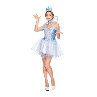 Phụ nữ Snow Queen trang phục Người lớn Halloween Party quyến rũ tuyết công chúa Elsa Cosplay váy với vương miện và Cape Đầm dạ hội nữ