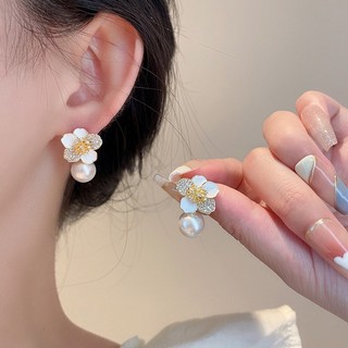 Bông tai ngọc trai phong cách Pháp dành cho nữ Bông tai cao cấp đơn giản và thời trang