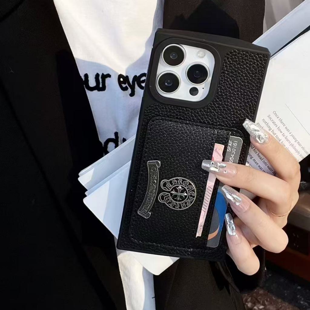 Da Cao Cấp Đinh Tán Da Vuông Mềm Ốp Lưng Cho iPhone 16 Pro Max Vỏ Điện Thoại iPhone 16 15 14 13 12 11 Pro Max 13Mini 14Plus XSMAX XR Vỏ Đeo Ngang