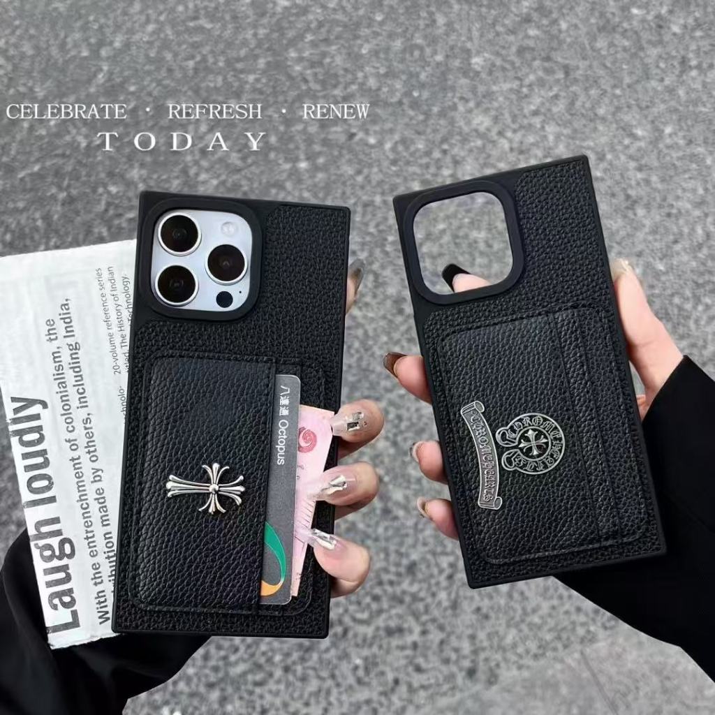 Da Cao Cấp Đinh Tán Da Vuông Mềm Ốp Lưng Cho iPhone 16 Pro Max Vỏ Điện Thoại iPhone 16 15 14 13 12 11 Pro Max 13Mini 14Plus XSMAX XR Vỏ Đeo Ngang