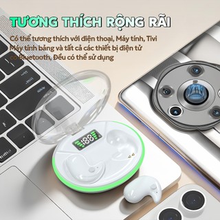 KY X66 Mới Nhất Tai Nhe Ngủ [2 Quà tặng] 1 Nhãn dán hoạt hình+1 Bao tay chơi game, Âm thanh nổi mức HiFi, Thiết kế chói sáng trong suốt, Chống nước IPX5, Giảm tiếng ồn ANC, Màn Hình Kỹ Thuật Số Thông Minh