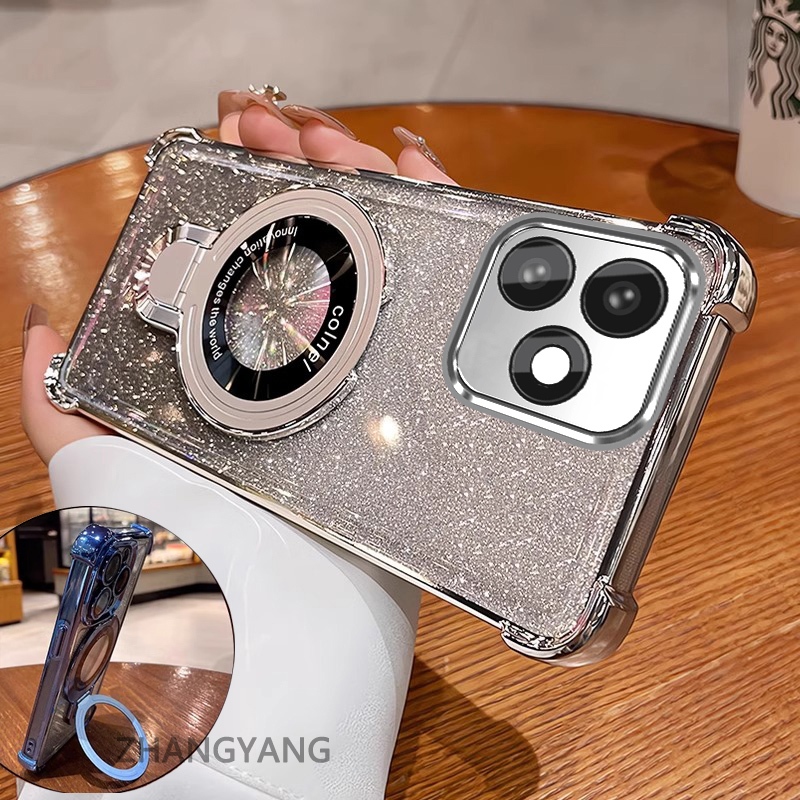 Ốp Điện Thoại Cho OPPO A5 Pro 5G Flash Mạ Điện Ốp Lưng Điện Thoại Hợp Kim Thẩm Mỹ Giá Đỡ Điện Thoại Thiết Kế Mới Silicon TPU Chống Rơi Vỏ Mềm