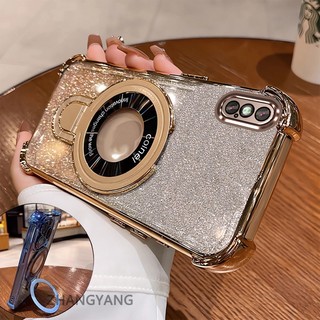 Ốp Lưng Cho iPhone X Xs Xr Xs Max Thẩm Mỹ Thiết Kế Mới Ốp Lưng Điện Thoại Giá Đỡ Silicon TPU Flash Giấy Mạ Điện Chống Rơi Điện Thoại Mềm