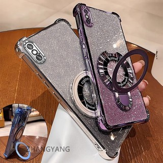 Ốp Lưng Cho iPhone X Xs Xr Xs Max Thẩm Mỹ Thiết Kế Mới Ốp Lưng Điện Thoại Giá Đỡ Silicon TPU Flash Giấy Mạ Điện Chống Rơi Điện Thoại Mềm