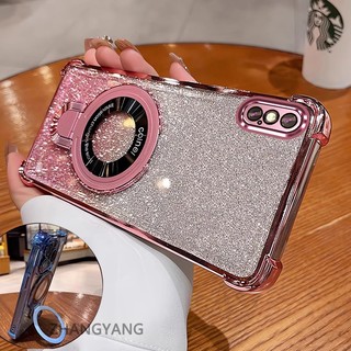 Ốp Lưng Cho iPhone X Xs Xr Xs Max Thẩm Mỹ Thiết Kế Mới Ốp Lưng Điện Thoại Giá Đỡ Silicon TPU Flash Giấy Mạ Điện Chống Rơi Điện Thoại Mềm