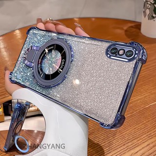 Ốp Lưng Cho iPhone X Xs Xr Xs Max Thẩm Mỹ Thiết Kế Mới Ốp Lưng Điện Thoại Giá Đỡ Silicon TPU Flash Giấy Mạ Điện Chống Rơi Điện Thoại Mềm