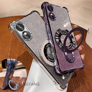 Ốp Lưng Cho OPPO A18 A38 A17 A17K A60 Thẩm Mỹ Thiết Kế Mới Ốp Lưng Điện Thoại Giá Đỡ Silicon TPU Flash Giấy Mạ Điện Chống Rơi Điện Thoại Mềm