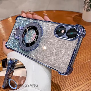 Ốp Lưng Cho OPPO A18 A38 A17 A17K A60 Thẩm Mỹ Thiết Kế Mới Ốp Lưng Điện Thoại Giá Đỡ Silicon TPU Flash Giấy Mạ Điện Chống Rơi Điện Thoại Mềm