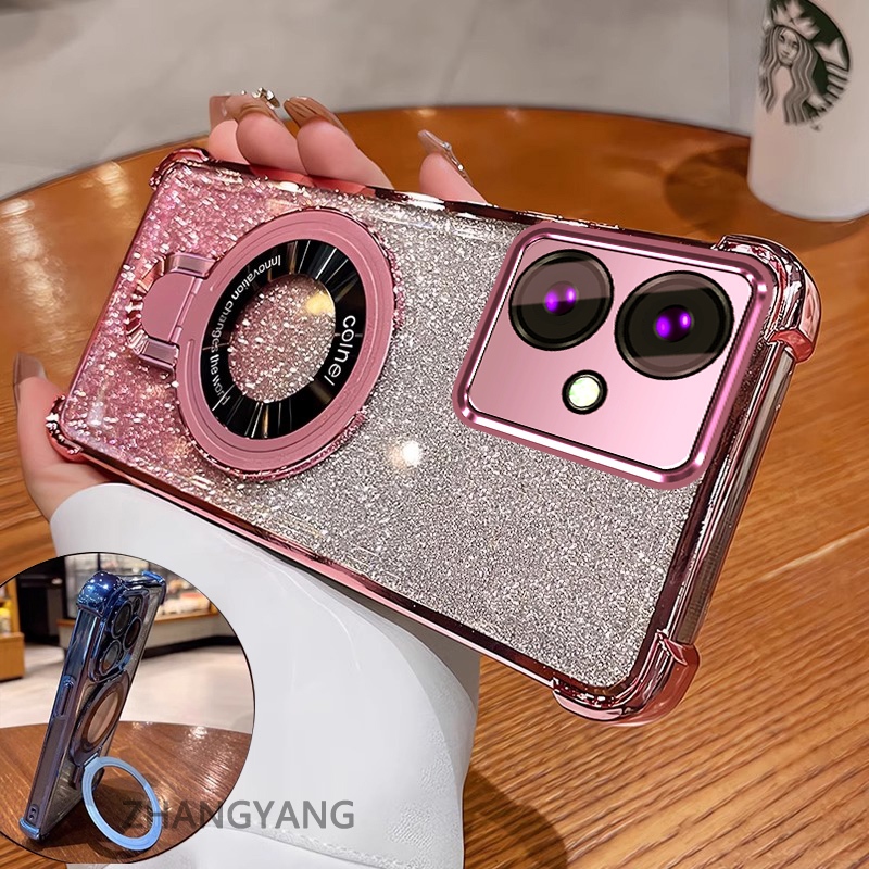 Ốp Điện Thoại Cho OPPO A79 5G Flash Mạ Điện Ốp Lưng Điện Thoại Hợp Kim Thẩm Mỹ Giá Đỡ Điện Thoại Thiết Kế Mới Silicon TPU Chống Rơi Vỏ Mềm
