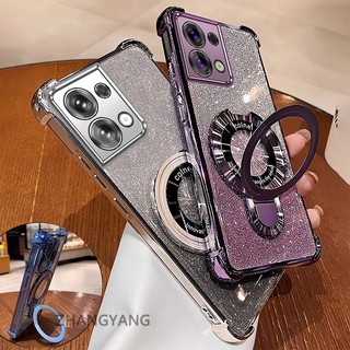 Ốp Lưng Cho OPPO Reno 9 5G Reno 9 Pro 5G Thẩm Mỹ Thiết Kế Mới Ốp Lưng Điện Thoại Giá Đỡ Silicon TPU Flash Giấy Mạ Điện Chống Rơi Điện Thoại Mềm