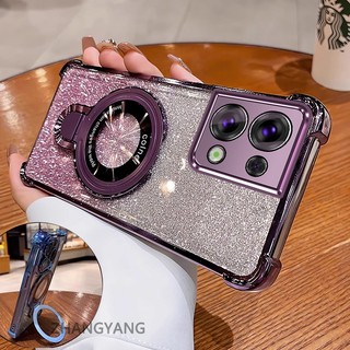 Ốp Lưng Cho OPPO Reno 9 5G Reno 9 Pro 5G Thẩm Mỹ Thiết Kế Mới Ốp Lưng Điện Thoại Giá Đỡ Silicon TPU Flash Giấy Mạ Điện Chống Rơi Điện Thoại Mềm