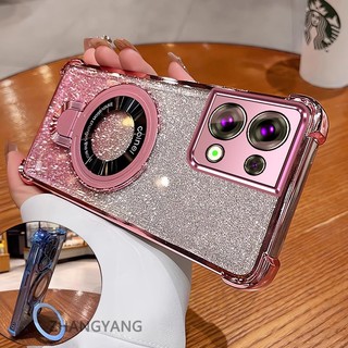 Ốp Lưng Cho OPPO Reno 9 5G Reno 9 Pro 5G Thẩm Mỹ Thiết Kế Mới Ốp Lưng Điện Thoại Giá Đỡ Silicon TPU Flash Giấy Mạ Điện Chống Rơi Điện Thoại Mềm