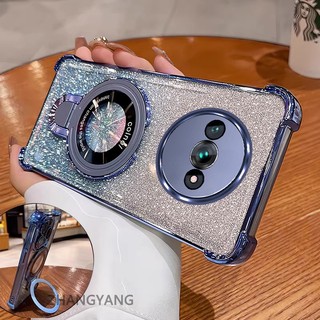 Ốp Lưng Cho Redmi A3 Thẩm Mỹ Thiết Kế Mới Ốp Lưng Điện Thoại Giá Đỡ Silicone TPU Flash Giấy Mạ Điện Chống Rơi Điện Thoại Mềm