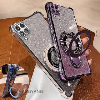 Ốp Lưng Cho Samsung A12 A22 4G M12 M22 M32 Thẩm Mỹ Thiết Kế Mới Ốp Lưng Điện Thoại Giá Đỡ Silicon TPU Flash Giấy Mạ Điện Chống Rơi Điện Thoại Mềm