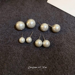 DREJEW 925 kim bạc Pháp retro hình học ngọc trai bông tai đi lại thời trang thích hợp ánh sáng sang trọng phong cách cung điện bông tai cao cấp không gây dị ứng