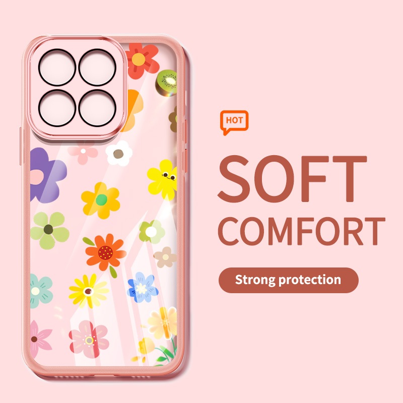 Ốp Điện Thoại Thời Trang YBD Cho Honor X7E X7D 400 Smart X6C X8C X5B X6A Plus X7C X6B X6S X6 X8 X8A X8B Honor 200 Phong Cách Mùa Hè Hoa Đầy Màu Sắc Thông Minh